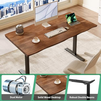 Sihtengxxhongs 47-inch Electric Height-Adjustable Solid Wood Desk, Height Memory Presets, Ergonomic Solid Wood Computer Desk for Home Use, Suitable for Gaming and Home Office Work - size: Adjust-S47