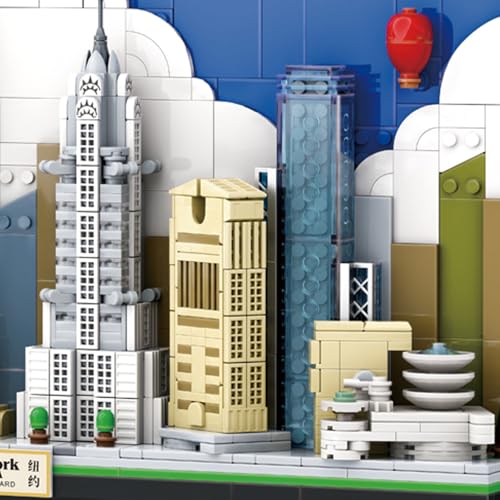 New York City Skyline Building Block Set – 1101 Pieces City Postcard Model Kit, 15.1 x 3.3 x 11.3 in, for Adults & Kids, NYC Landmark-Inspired Display for Home or Office