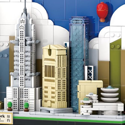 New York City Skyline Building Block Set – 1101 Pieces City Postcard Model Kit, 15.1 x 3.3 x 11.3 in, for Adults & Kids, NYC Landmark-Inspired Display for Home or Office