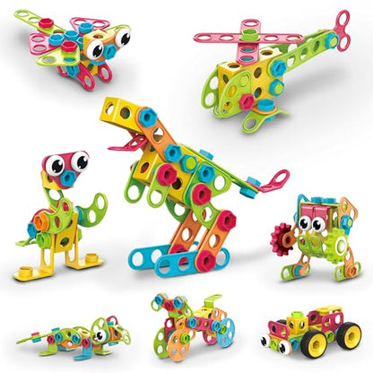 PicassoTiles STEM Learning Toys 250 Piece Building Block Kids Construction Engineering Kit Toy Blocks Children Early Education Playset w/Free IdeaBook, Power Drill, Clickable Ratchet, Age 3+ PTN250 - color: 250pcs Transformation