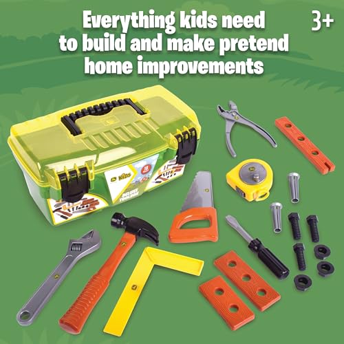 John Deere 18 Piece Deluxe Tool Box - Construction Playset - Ages 3+