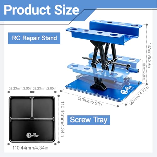 RC Stand Lift Lower with 3-Slot Screw Tray for 1/8 1/10 1/12 Scale, Blue - color: Blue, With 3-slot Screw Tray