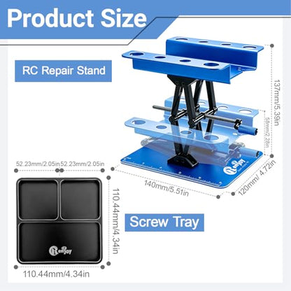 RC Stand Lift Lower with 3-Slot Screw Tray for 1/8 1/10 1/12 Scale, Blue - color: Blue, With 3-slot Screw Tray