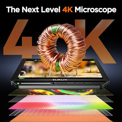 Elikliv Autofocus 4K Digital Microscope EM4K-AF, 8" Soldering Microscopes