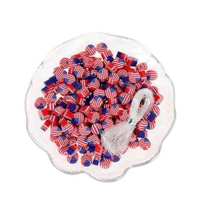 100pcs 4th of July Independence Day American Flag Polymer Clay Spacer Beads for Jewelry Making DIY Craft Bracelet Necklace (American Flag) - color: American Flag 1