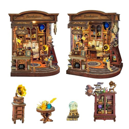 Book Nook Kit DIY Miniature House 3D Wooden Puzzle - Inchspace Bookstore - color: Inchspace Bookstore