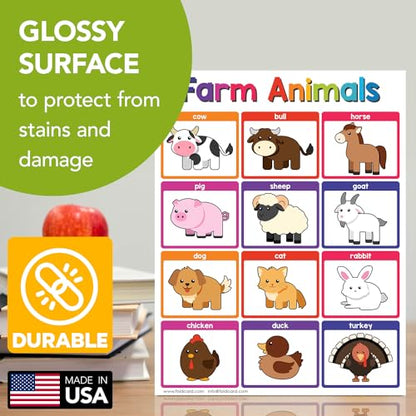 FoldCard Farm Animals Chart Educational Poster 8.5x11 5pk - color: Farm Animals