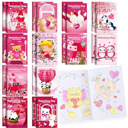 BenLouis 24 Pcs Valentine's Day Mini Coloring Books for Kids Party Favors - style: Valentines Day