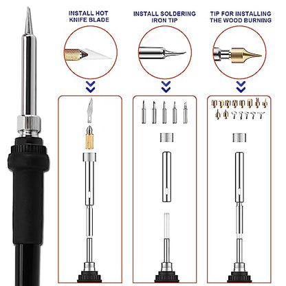 2 IN 1 Wood Burning Kit 100W with 2 Wood Burning Pens & 165 Pcs Pyrography - color: 165 PCS 2-IN-1 Wood Burning Tools