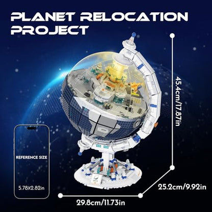 Collector's Edition Space Station Globe Set with LED Light, 2803 PCS Educational STEM Assembly Kit, 360° Rotation. Ideal Educational Gift for Kids Aged 8+, Teens, Adults, and Astronomy Enthusiasts - color: Blue