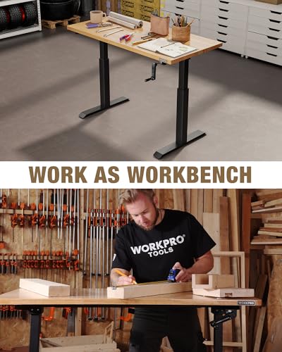 WORKPRO 47.2" x 23.6" Adjustable Workbench with Crank Handle, Rubber Wood - size: 3.93FT workbench