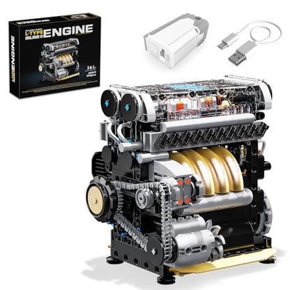 L4 Engine Building Sets for Adults, MOC Inline 4-Cylinder Mini Car Motor Model Kit that Runs, DIY STEM Toy Gift for Teens 14+ (853 PCS) - style: YC614