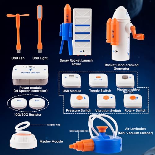 Science Kits for Kids, Space Theme Circuit Exploration Kits with 300+ Projects & Voice Control, STEM Toys Electronics Circuit Board for Kids 8-12, Birthday Gift for Boys (Advanced Edition)