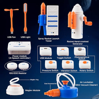 Science Kits for Kids, Space Theme Circuit Exploration Kits with 300+ Projects & Voice Control, STEM Toys Electronics Circuit Board for Kids 8-12, Birthday Gift for Boys (Advanced Edition)