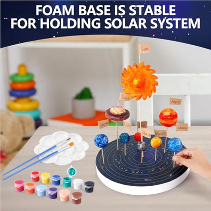 Pllieay Solar System Model Kit, Includes Foam Cylinder, Mixed Sized Foam Balls, Planetary Track Sticker and Bamboo Sticks for Kids School Science Projects - style: Solar System Model Kit