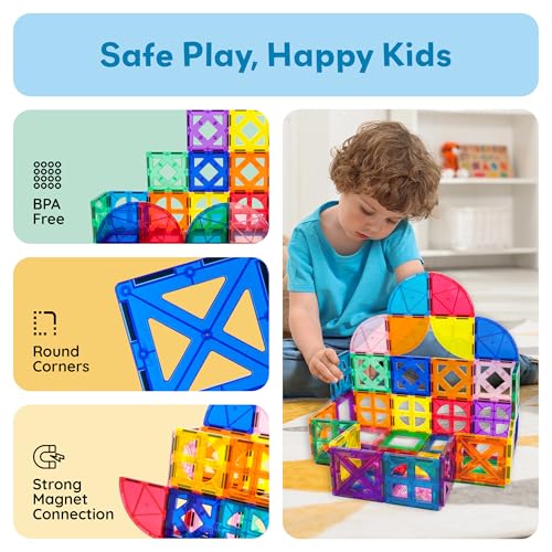 PicassoTiles Magnetic Building Block Quarter Round and Window Set Magnet Construction Toy Educational Kit Engineering STEM Learning Playset Child Brain Development Stacking Blocks Playboards - color: Quarter Round and Window Set