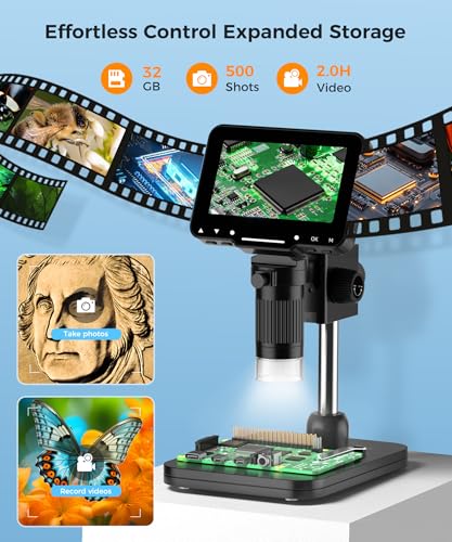 PalliPartners Digital Microscope for Coins with Light HD Screen - color: Bright black