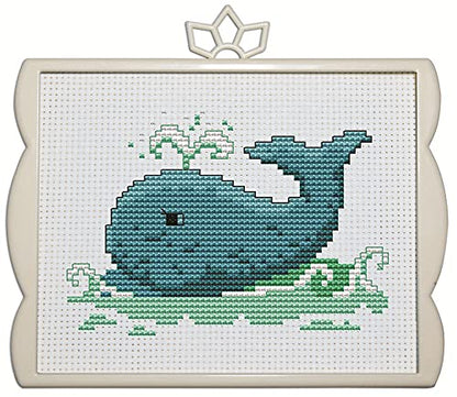 Awesocrafts Cross Stitch Kits Little Whale 11CT Stamped Patterns Easy Cross Stitching Embroidery Needlework Kit Supplies (Whale) - color: Whale
