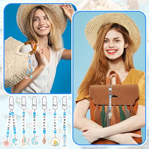 Tondiamo 2823 Pcs Ocean Keychain Making Kit Seashell Bag Charm Beach DIY Craft Sea Themed Key Ring Starfish Mermaid Charms Letters Beads String for Gift Jewelry Key Ring Backpack Accessories - style: Marine