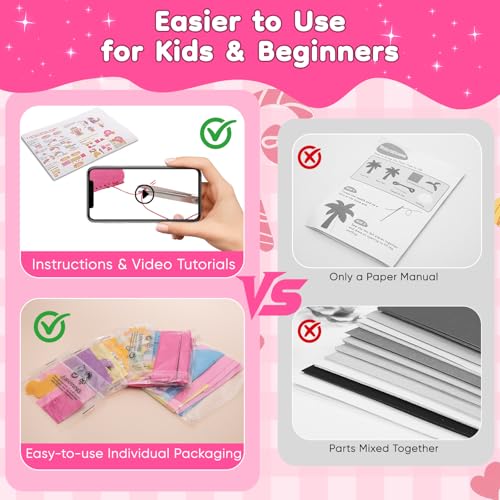 CiyvoLyeen Girl Sewing Kit for Kids -Easy & Fun Felt Sewing Crafts with Instructions, Arts and Crafts Gift, Play and Learn My First Sewing Kit for Ages 6 7 8 9 10 11 12