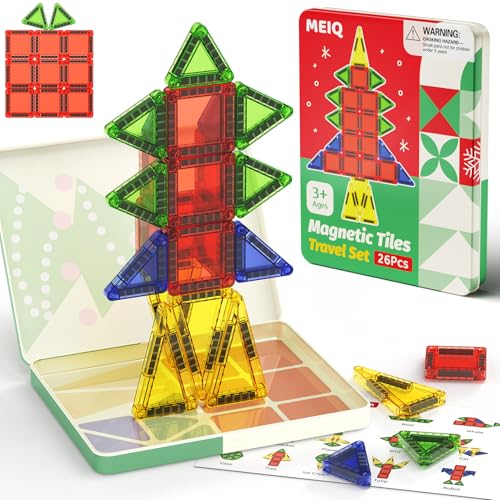Magnetic Tiles Travel Storage Mini STEM Blocks Festive Box 26PCS 3+ - size: Travel