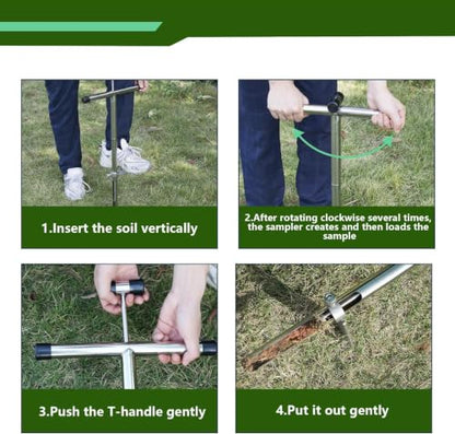 KAXIWEI 20 Inch Soil Sample Probe 304 Stainless Steel, Soil Sampler Probe Tubular with Ejector and Foot Pedal for Soil Sampling Plant Care/Garden/Agriculture/Golf Course/Farm - size: 20 Inch