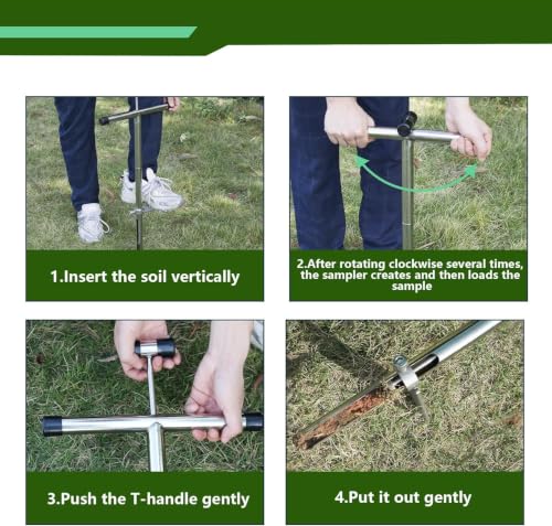 KAXIWEI 40 Inch Soil Sample Probe 304 Stainless Steel, Soil Sampler Probe Tubular with Ejector and Foot Pedal for Soil Sampling Plant Care/Garden/Agriculture/Golf Course/Farm - size: 40 Inch