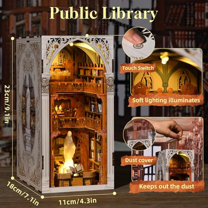 CCCDF Public Library Book Nook Kit, DIY Miniature House Kit for Adults - color: Public Library