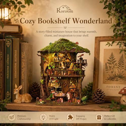 Roroom DIY Miniature House Kit, Woodland Treehouse Dollhouse Kit - color: Forest Tea Book Club