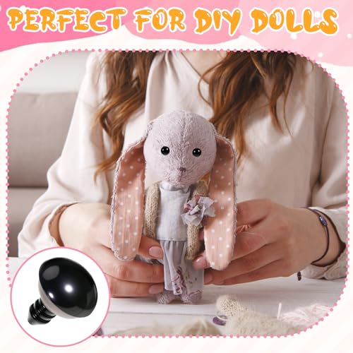 60Pcs 15mm Safety Eyes, Spiral Black Plastic Safety Eyes Crafts Safetys Eye with Washers for Bear Doll Puppet Plush Animal DIY Craft