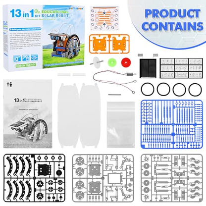 STEM 13-in-1 Education Solar Power Robots Toys for Boys Age 8-12 - color: Blue Gray