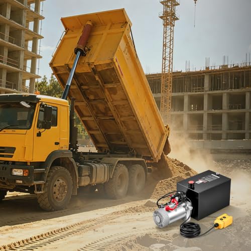 VEVOR 12 Quart Hydraulic Pump, Single Acting Hydraulic Power Unit, 3200 PSI Max Relief Pressure, 0.91 GPM Flow Rate, DC12V 1.6KW Power Unit for Dump Trailer Car Lifting (Horizontal Installation) - size: 12 Quart, style: Single Acting