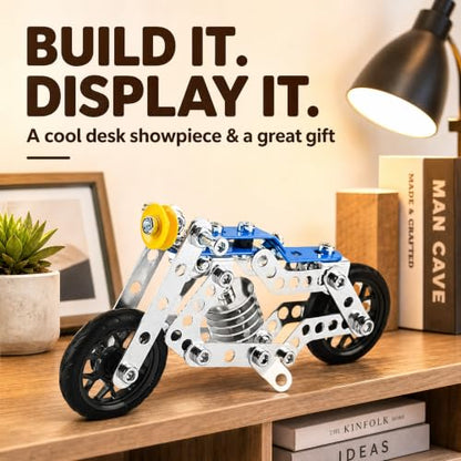 Ferthor Fun Creative Set Motorcycle,Stem Building Projects Toys for Kids 8 9 10 11 12+ Year Old,Metal Building Construction Model kit, 5 in 1 Motobike Building Blocks Steam Educational Toys(139PCS) - size: Motorcycle series 139PCS