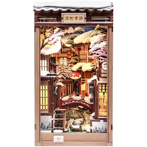 Fsolis Book Nook Kit for Adults – Japanese DIY 3D Wooden Puzzles - color: Kyoto Snow Whisper