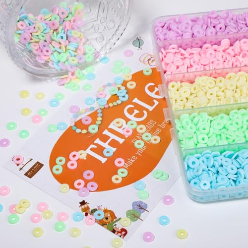 3500pcs Pastel Clay Beads for Bracelets Making 6mm Heishi Beads Polymer Flat Round Disc Clay for Jewelry Making Gradient Pastel Color Bead Crafts - color: Pastel