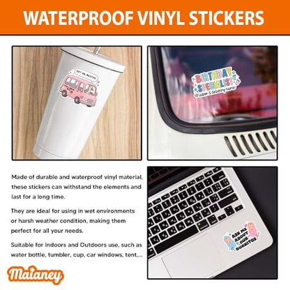 MAIANEY (15Pcs, 3in) L&D Nurse Sticker Pack – Labor and Delivery Nurse Stickers, Funny Medical Nurse Decals, Tiny Humans Maternity Theme, Waterproof Vinyl - color: L&d Nurse