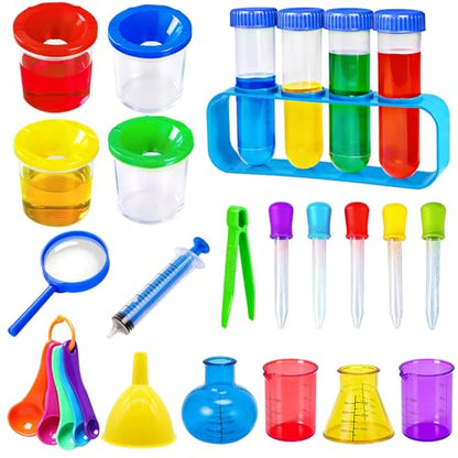 Bbiamsleep 23 Pcs Beakers Test Tubes Set, Plastic Droppers Beaker Test Tube