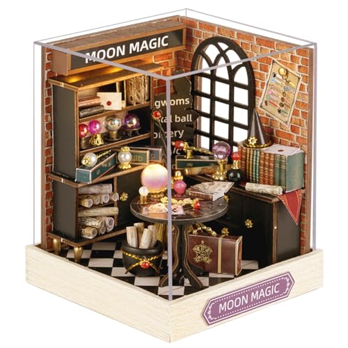 Flever Dollhouse Miniature DIY House Kit Creative Room with Furniture for Romantic Artwork Gift (Moon Magic) - color: Moon Magic