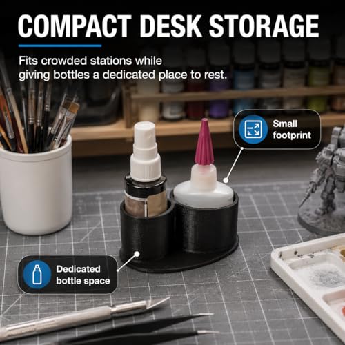 Glue Bottle Organizer Compatible with Bob Smith Industries - Upright Desk Storage | Spill-Reducing Adhesive Dock for Faster Workstation Access