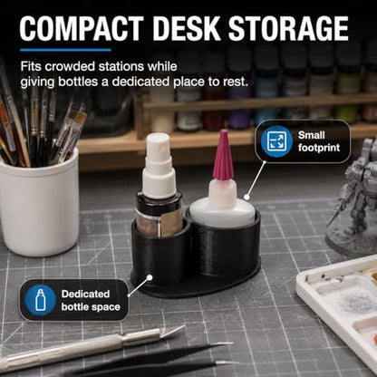 Glue Bottle Organizer Compatible with Bob Smith Industries - Upright Desk Storage | Spill-Reducing Adhesive Dock for Faster Workstation Access