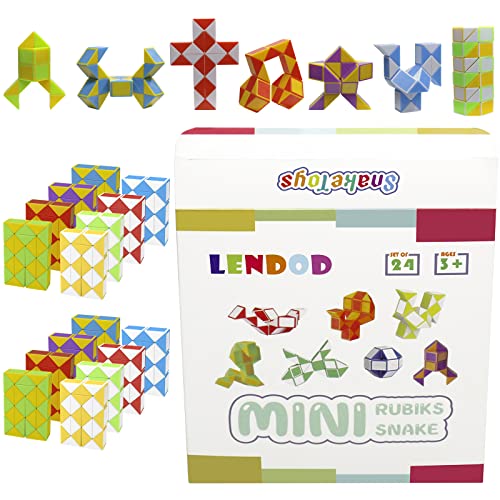 24 Pack 24 Blocks Mini Fidget Snake Cube Mini Twist Puzzle Cubes Magic Speed Cubes Toy for Kids Party Bag Fillers, Party Supplies - style: 24PCS-8 Colors