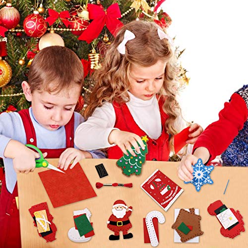 CiyvoLyeen Christmas Sewing Kit for Kids -Easy & Fun Felt Sewing Crafts, Christmas Ornaments Arts and Crafts Gift for Girls & Boys, Play and Learn My First Sewing Kit for Ages 6 7 8 9 10 11 12