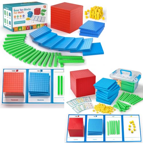 Base Ten Blocks Plastic for Early Counting Math Toy for 1st Grade