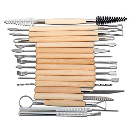 Blisstime 42pcs Pottery Tools, Clay Sculpting Tool Kit Air Dry Clay Tools, Clay Kit for Pottery Wheel, DIY Arts and Crafts - color: Burlywood