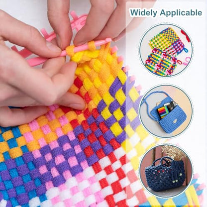 MECCANIXITY 50 Pcs Potholder Loom Refill Loops, Elastic Potholder Weaving Refill Loops Knitting Kit Supplies in Rainbow Colors for Girls Beginners DIY Crafts 7" Weaving Loom, Blue - color: Blue