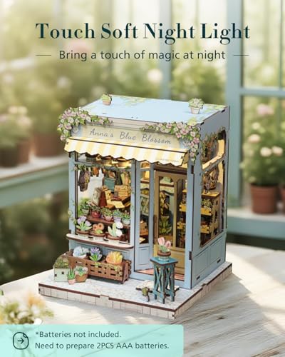Cutefun Book Nook Kit - DIY Miniature Dollhouse Kit for Adults and Teens - color: Anna's Blue Blossom