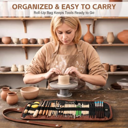 ALLVANA 42-Piece Pottery Tools, Clay Sculpting Tools with Roll-Up Bag