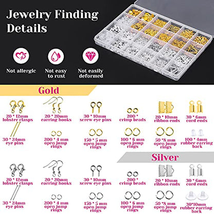 shynek 1857 Pcs Jewelry Making Supplies Kit for Adults, Jewelry Making Tools with Earring Hooks, Findings, Wires, Chains and Helping Hands for Crafts Making and Repair