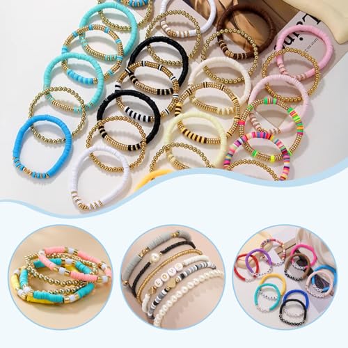 2590pcs Earth Tone Clay Beads for Bracelets Making - color: Earth Tone