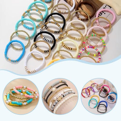 2590pcs Earth Tone Clay Beads for Bracelets Making - color: Earth Tone